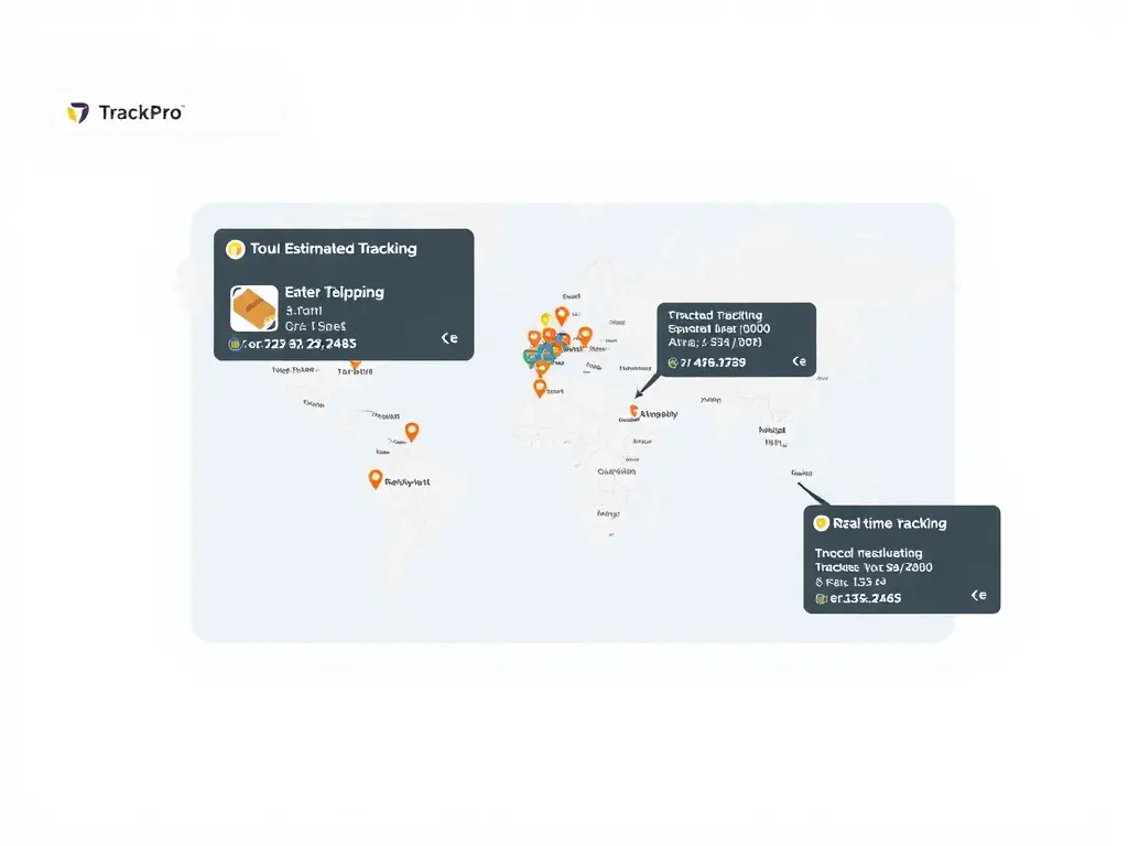 Digital interface showing a map and shipment tracking details.