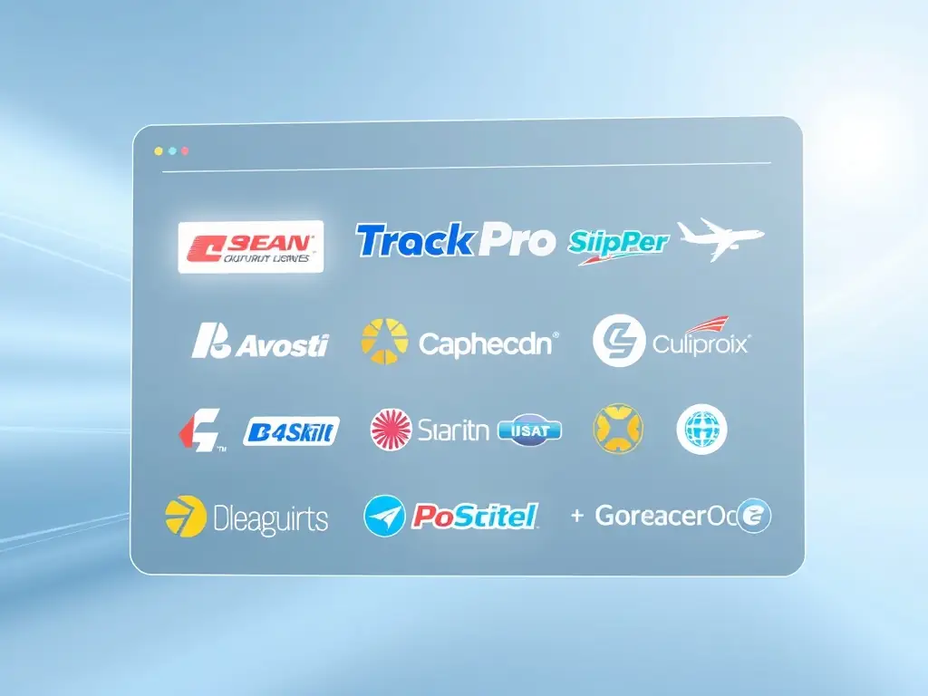 Various shipping carrier logos displayed on TrackPro's platform.