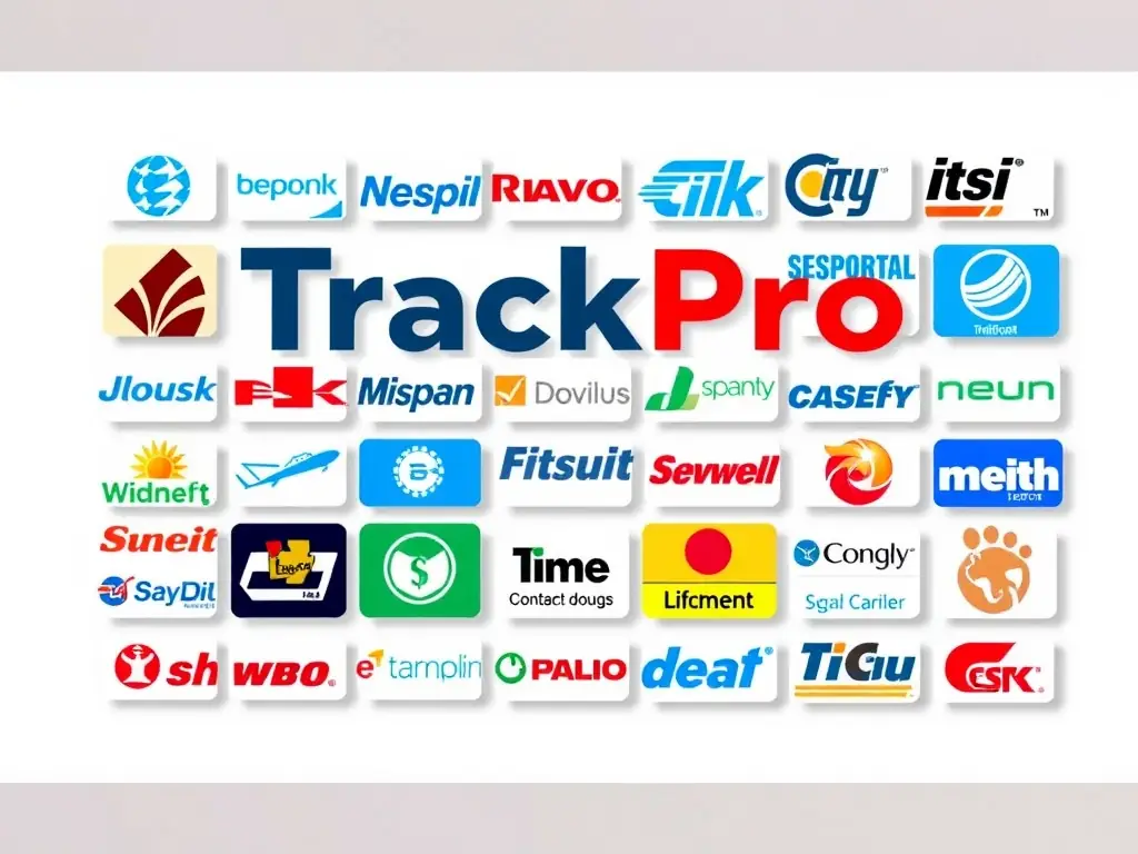 Various shipping carrier logos integrated into a single platform by TrackPro.