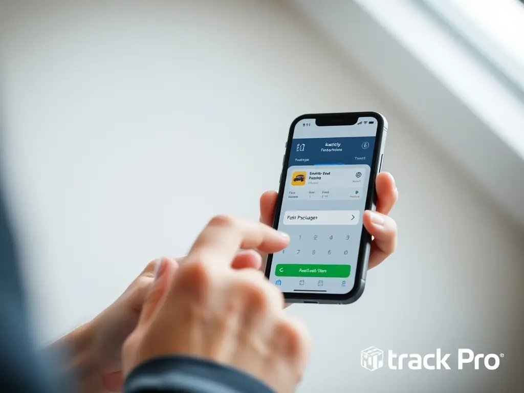 User tracking a package using a smartphone app.